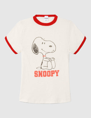 Bedrucktes T-Shirt 60S Slim Ringer Snoopy