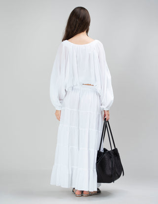 Volant-Maxi-Rock Sage mit elastischem Einsatz