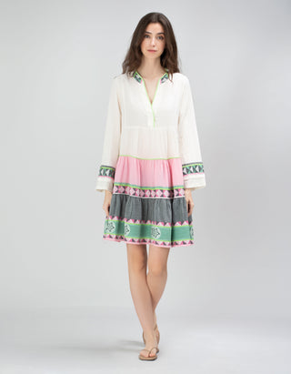 Gemusterte Midi-Tunika Ella 3 mit V-Ausschnitt