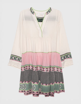 Gemusterte Midi-Tunika Ella 3 mit V-Ausschnitt