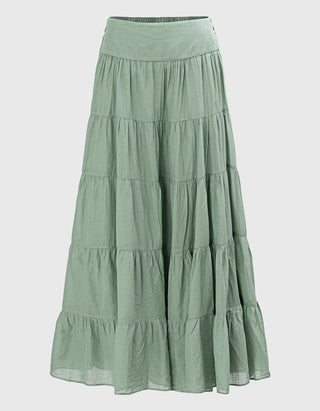 Volant-Maxi-Rock Sage mit elastischem Einsatz