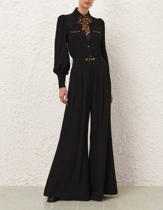 Wide-Leg Hose Belted