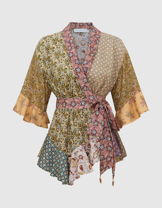 Gemusterte Seiden-Bluse Fairlight Scarf Wrap Top