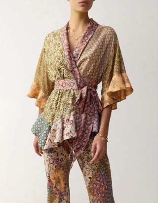 Gemusterte Seiden-Bluse Fairlight Scarf Wrap Top