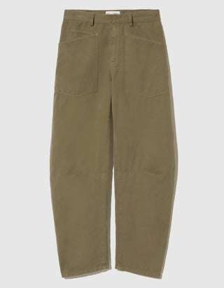 Mid-Rise Baumwoll-Leinen Barrel-Leg Hose Shon