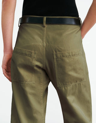 Mid-Rise Baumwoll-Leinen Barrel-Leg Hose Shon