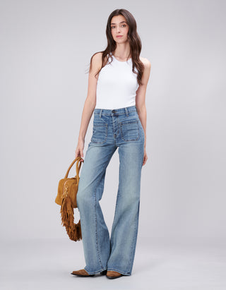Flare-Leg Jeans Florence mit aufgesetzten Taschen