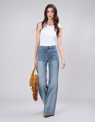 Flare-Leg Jeans Florence mit aufgesetzten Taschen