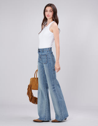 Flare-Leg Jeans Florence mit aufgesetzten Taschen