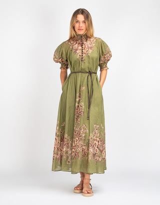 Florales Maxi-Kleid mit Binde-Gürtel