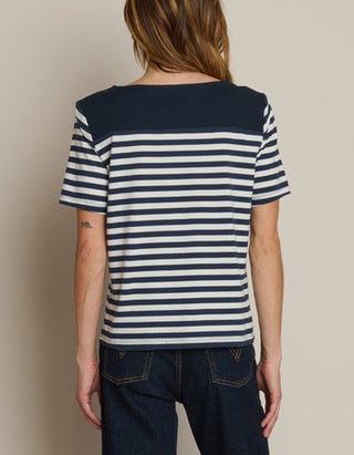 Gestreiftes T-Shirt Johnnie mit U-Boot Ausschnitt