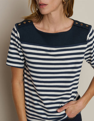 Gestreiftes T-Shirt Johnnie mit U-Boot Ausschnitt