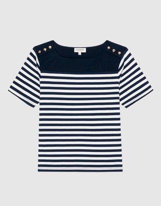 Gestreiftes T-Shirt Johnnie mit U-Boot Ausschnitt