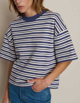 Gestreifter Boxy-Cut Kurzarm-Sweater Gio