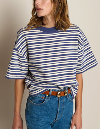 Gestreifter Boxy-Cut Kurzarm-Sweater Gio