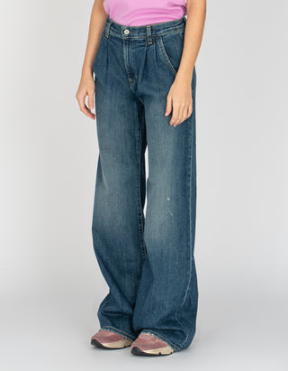 Bundfalten-Wide-Leg Jeans