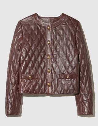 Gesteppte Lammleder-Lederjacke Amy