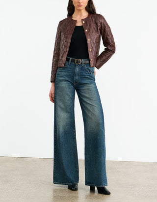 Gesteppte Lammleder-Lederjacke Amy