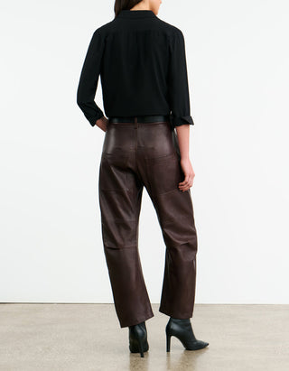 Mid-Rise Barrel Leg Lammleder-Hose Shon Leather