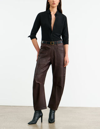 Mid-Rise Barrel Leg Lammleder-Hose Shon Leather