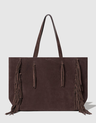 Veloursleder-Tasche Jodi mit Fransen