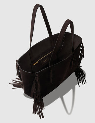 Veloursleder-Tasche Jodi mit Fransen