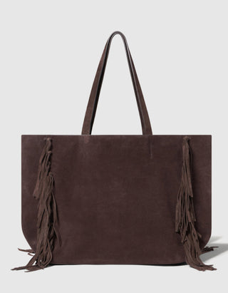 Veloursleder-Tasche Jodi mit Fransen