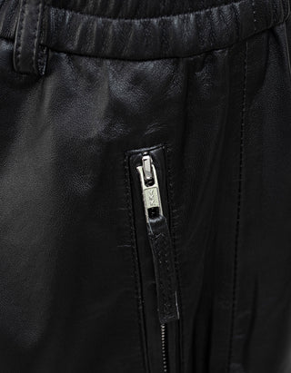 Lammleder-Bermudashorts mit elastischem Bund