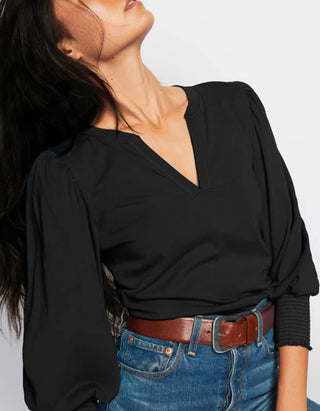 Shirt Flora mir Ballon-Ärmeln und Schlitz-Auschnitt