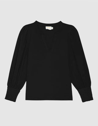 Shirt Flora mir Ballon-Ärmeln und Schlitz-Auschnitt