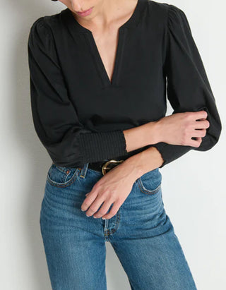 Shirt Flora mir Ballon-Ärmeln und Schlitz-Auschnitt