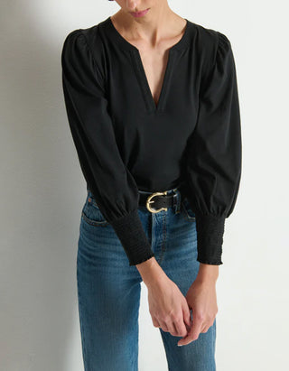 Shirt Flora mir Ballon-Ärmeln und Schlitz-Auschnitt