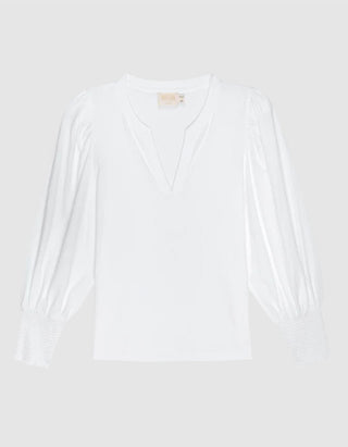 Shirt Flora mir Ballon-Ärmeln und Schlitz-Auschnitt