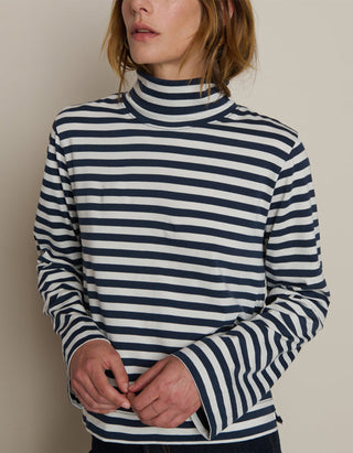 Gestreiftes Longsleeve Neo Mock mit Rollkragen