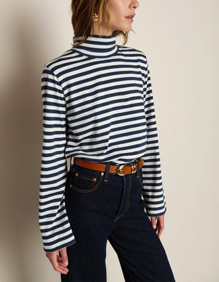 Gestreiftes Longsleeve Neo Mock mit Rollkragen