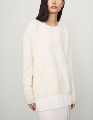 Kaschmir-Seide Pullover Leona mit V-Ausschnitt