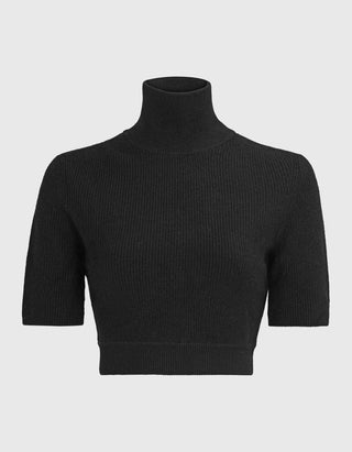 Kurzarm-Kaschmir Pullover mit Cut-Out