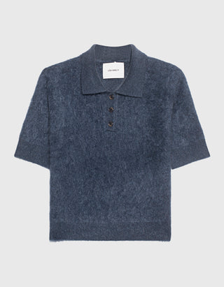 Kurzarm Fuzzy-Polo-Kaschmir-Pullover