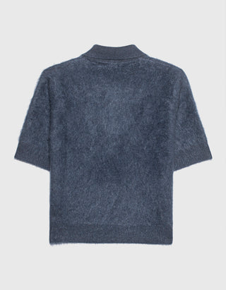 Kurzarm Fuzzy-Polo-Kaschmir-Pullover
