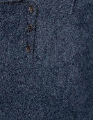 Kurzarm Fuzzy-Polo-Kaschmir-Pullover