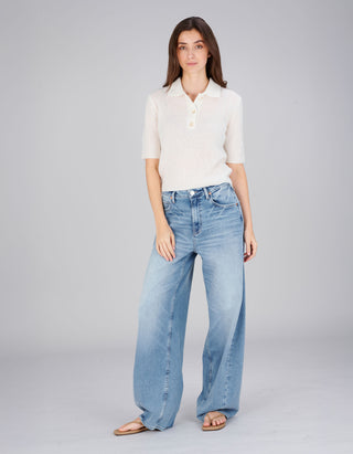 Kaschmir-Seide Kurzarm Pullover Masy mit Polo-Kragen