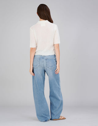 Kaschmir-Seide Kurzarm Pullover Masy mit Polo-Kragen