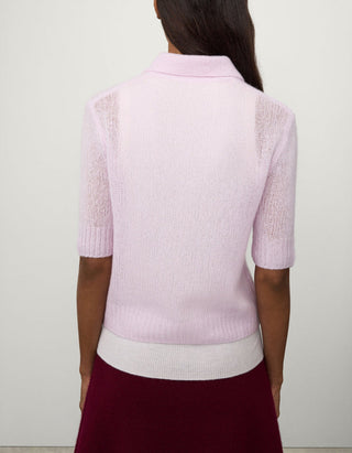 Kaschmir-Seide Kurzarm Pullover Masy mit Polo-Kragen