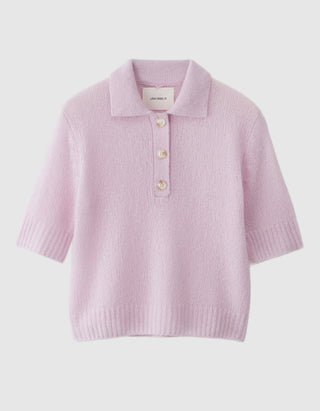 Kaschmir-Seide Kurzarm Pullover Masy mit Polo-Kragen