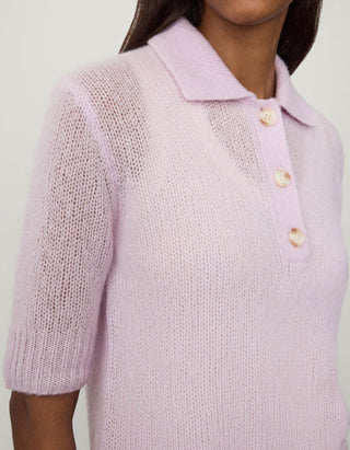 Kaschmir-Seide Kurzarm Pullover Masy mit Polo-Kragen