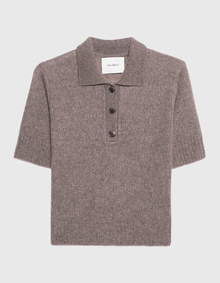 Kaschmir-Seiden-Mix Kurzarm-Pullover Masy mit Polo-Kragen