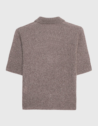 Kaschmir-Seiden-Mix Kurzarm-Pullover Masy mit Polo-Kragen