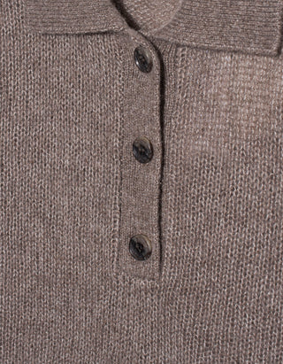 Kaschmir-Seiden-Mix Kurzarm-Pullover Masy mit Polo-Kragen