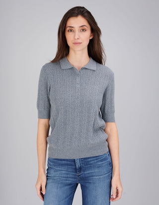 Baumwolle-Kaschmir Polo-Shirt Cristine mit Stickerei