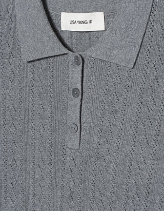 Baumwolle-Kaschmir Polo-Shirt Cristine mit Stickerei